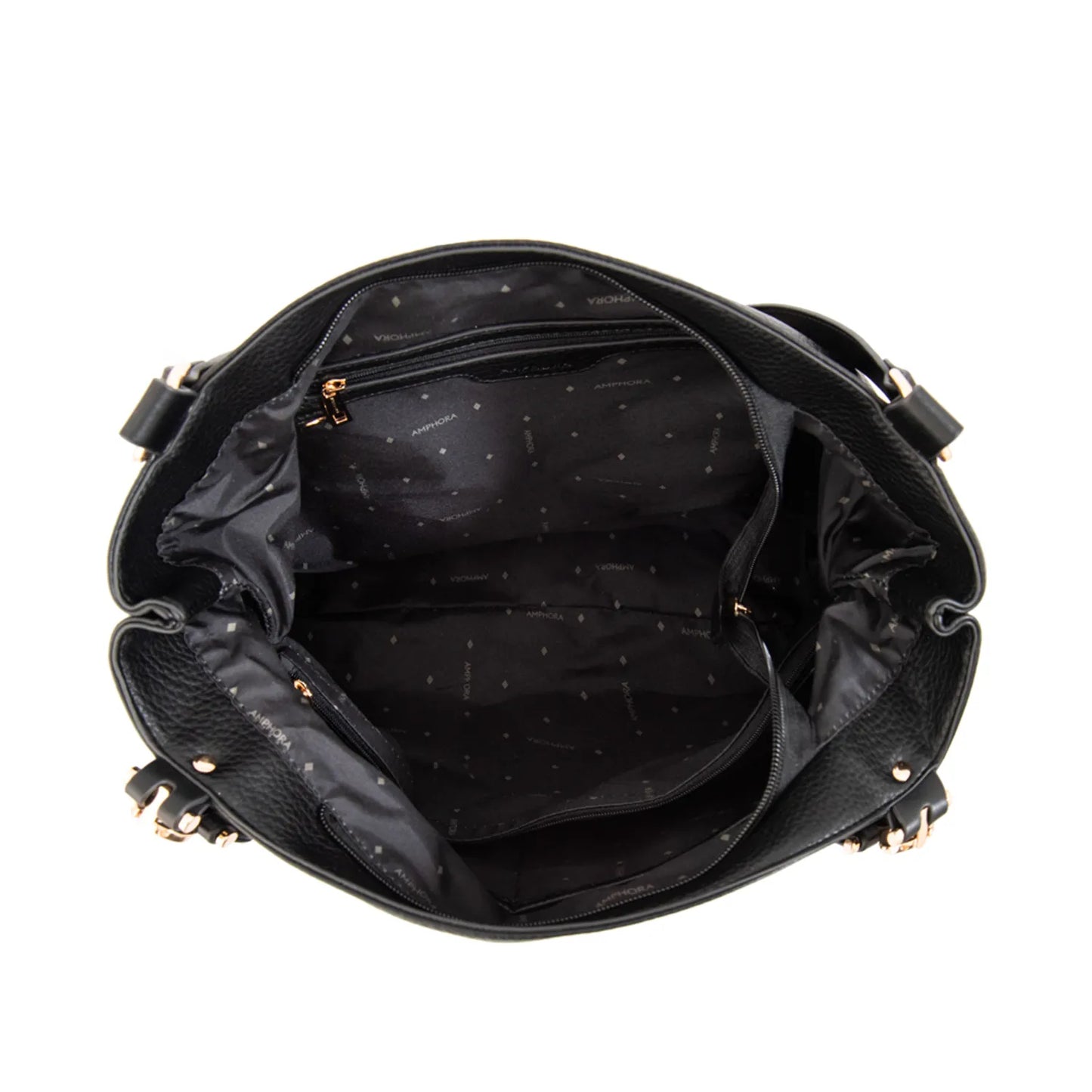 Cartera Mujer Dos Asas Corte Recto Eugenia Mediana Negro