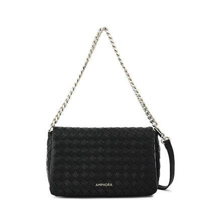 Cartera Mujer Bandolera Con Tapa Mediana Bercy Negro