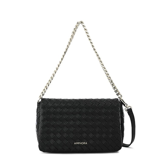 Cartera Mujer Bandolera Con Tapa Mediana Bercy Negro
