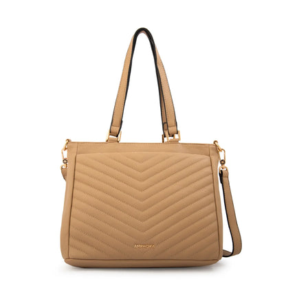 Cartera Mujer Dos Asas Filomena Mediana Beige Oscuro