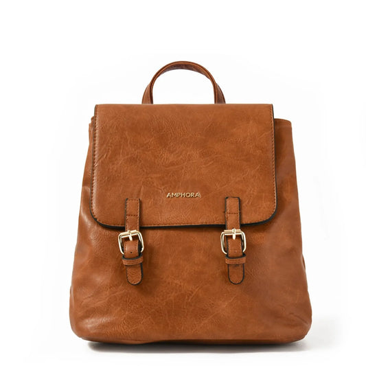 Mochila Mujer Con Tapa Mediana Aimar Cafe Medio