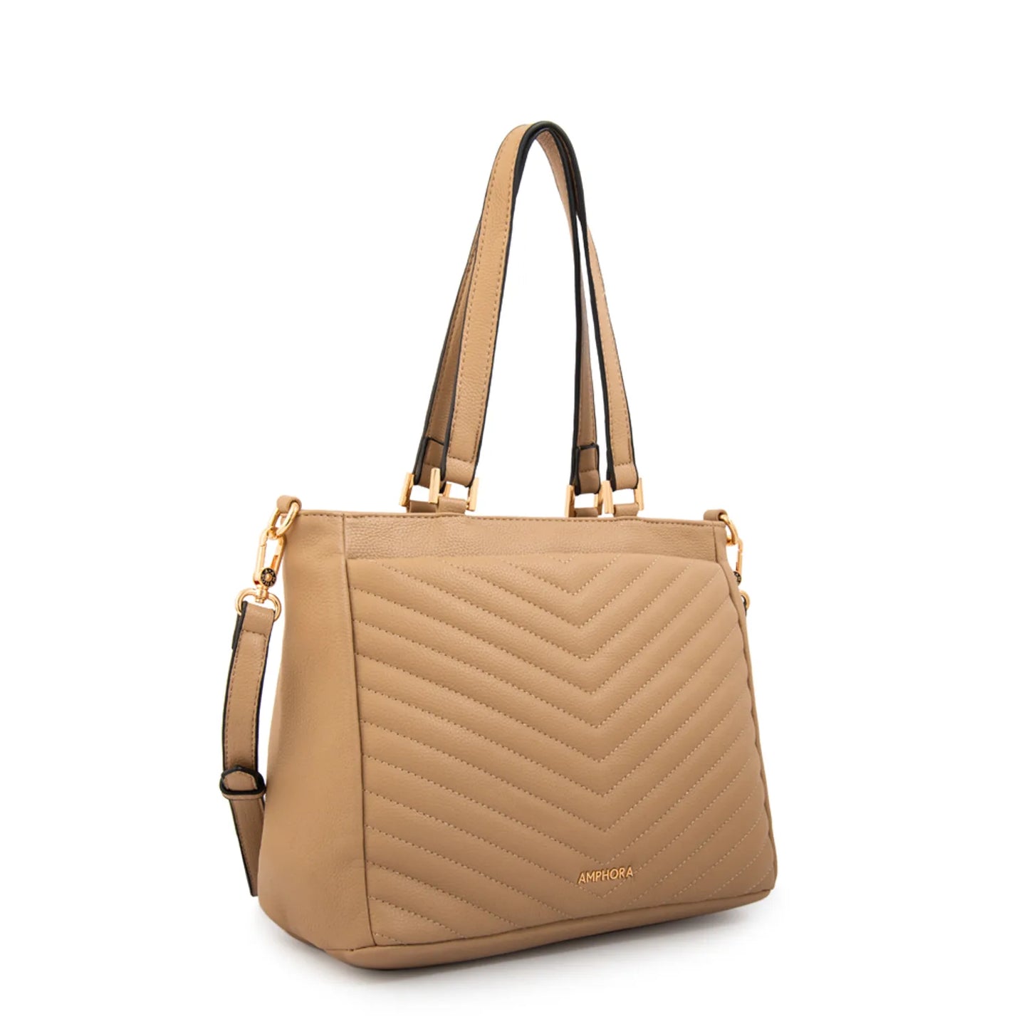 Cartera Mujer Dos Asas Filomena Mediana Beige Oscuro