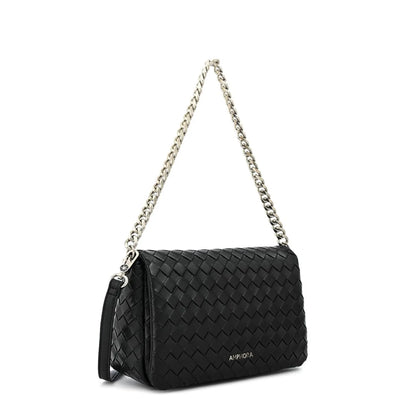 Cartera Mujer Bandolera Con Tapa Mediana Bercy Negro