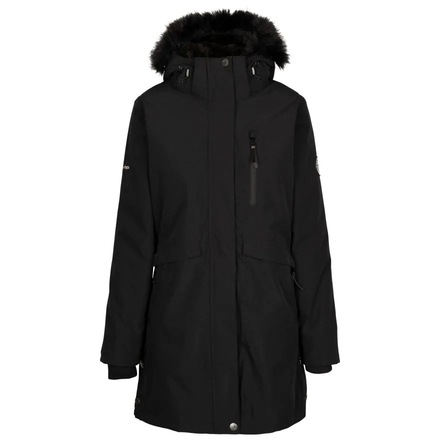 Parka Mujer Con Cierre y Gorro Zambel Negro
