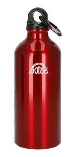 Botella de aluminio con mosquetón + estuche 600 ml Roja