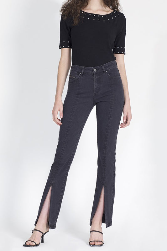 Jeans Mujer Slim con aberturas frontales 2742 Negro