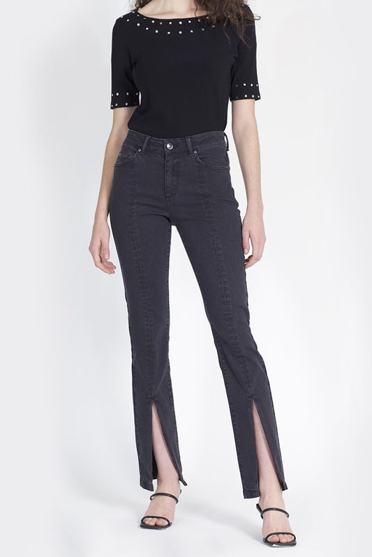 Jeans Mujer Slim con aberturas frontales 2742 Negro