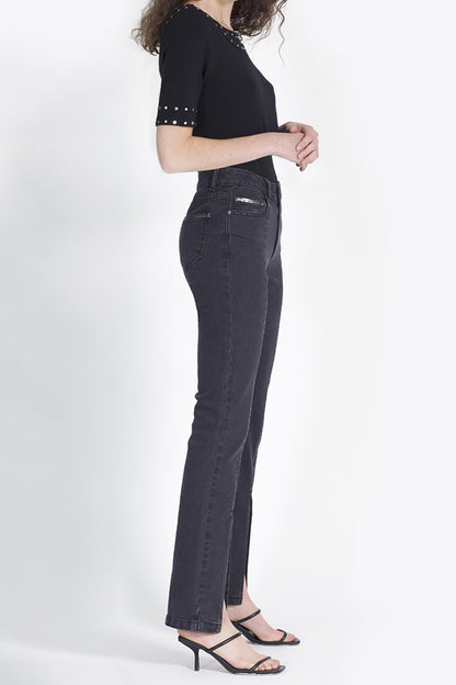 Jeans Mujer Slim con aberturas frontales 2742 Negro