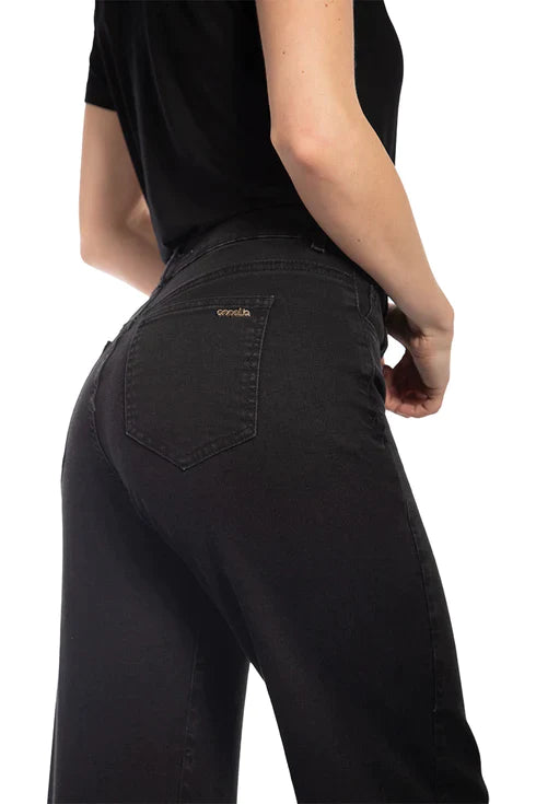 Pantalon negro wide lege mujer Amalia