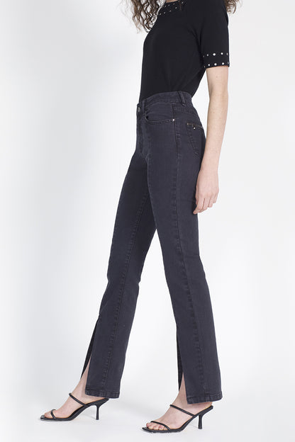 Jeans Mujer Slim con aberturas frontales 2742 Negro