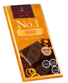 Chocolate N°1 70% cacao sabor naranja 100 gr