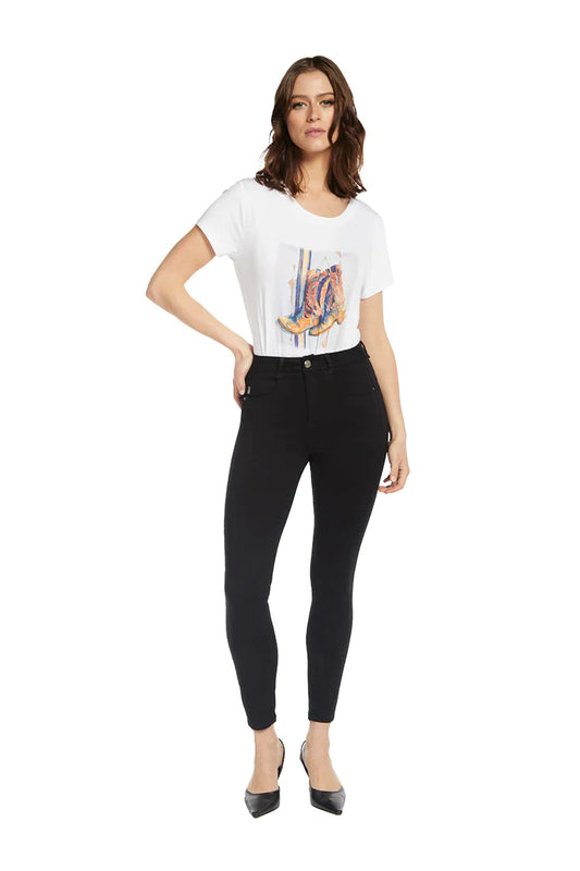 Pantalón Mujer Coral Jeans Tiro Alto Pitillo 2730 Negro