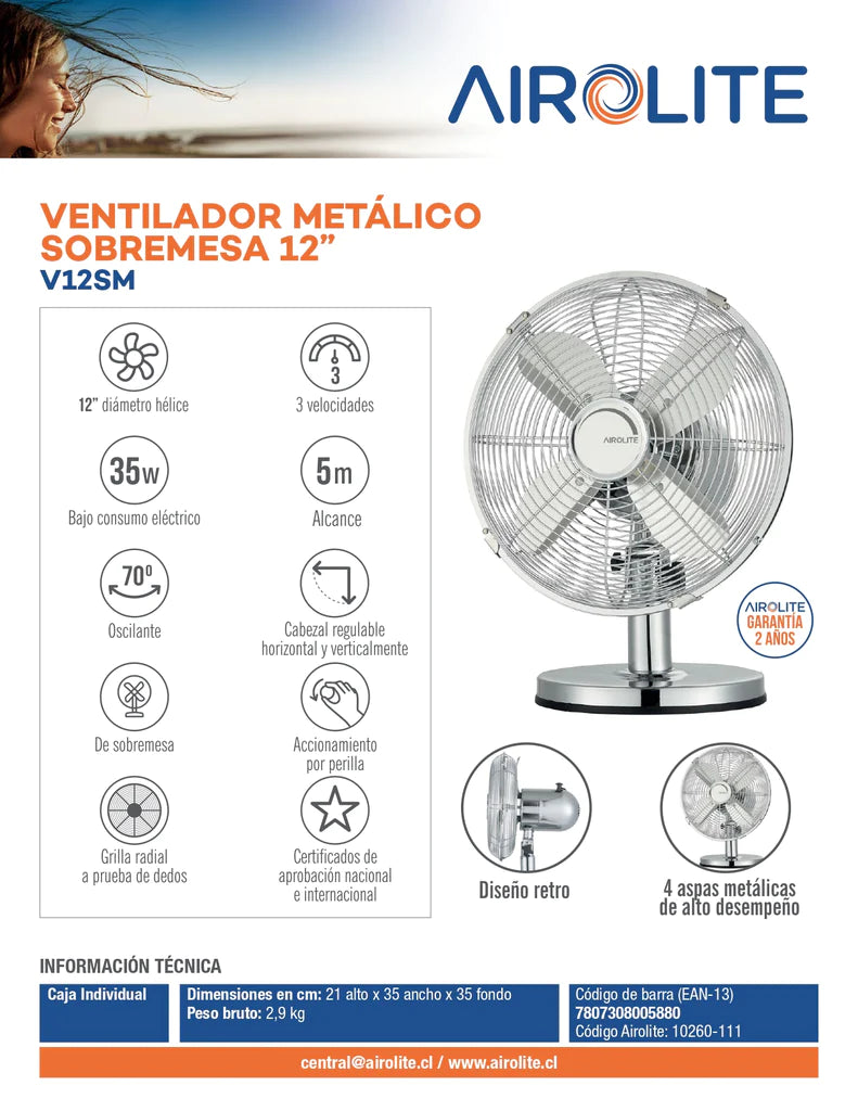 Ventilador de sobremesa 12” V12S6